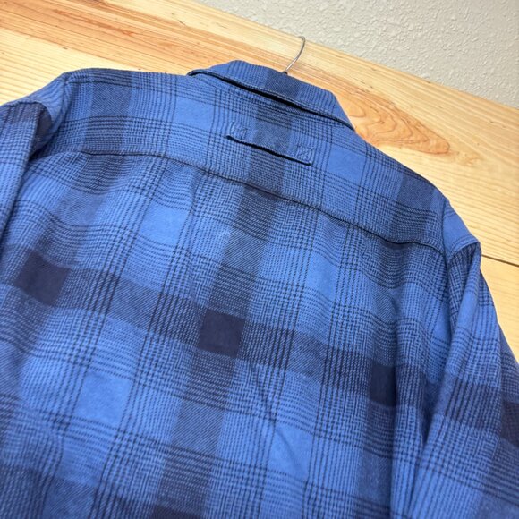Duluth Trading Jacket XL Blue Flannel Flapjack Fleece Lined Relaxed Shirt Jac - Picture 11 of 12
